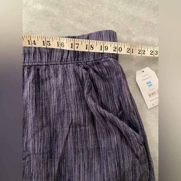NWT Time & Tru Size XXL Blue Linen Blend Comfy Pull On Drawstring Shorts Pockets - Picture 13 of 16